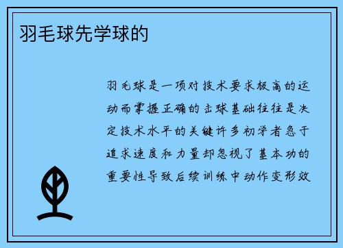 羽毛球先学球的